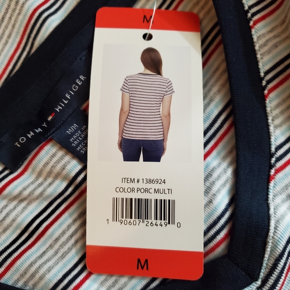 Tommy Hilfiger NWT Short Sleeve T-Shirt Ted, White. Blue, Gray Stripes S… - Picture 13 of 14